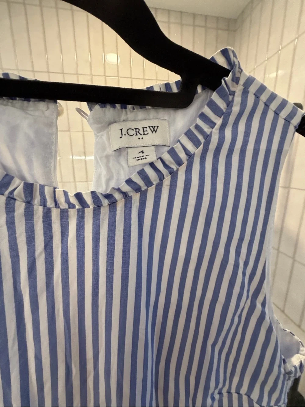 J. Crew Blue and White Striped Sleeveless Midi Dress